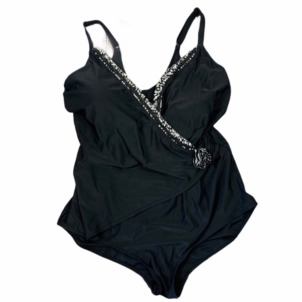 CHRISTINA Black Semi wrap one piece bathing suit
